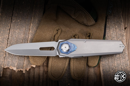 Remette RT-Infinite Power Folding Knife Titanium/Crystal Ti Accent 3.15" M390 Dagger Pearlescent