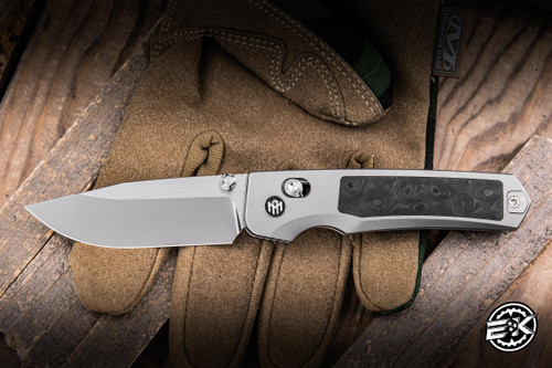 Remette RT-Aurora Crossbar Lock Folding Knife Titanium/Black Carbon Fiber Inlay 3.35" M390 Drop Point Pearlescent Aura-D