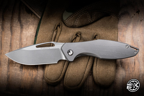 Preowned-Koenig Knives Mini Arius Non-Flipper Milled Titanium 3" M390 Stonewash