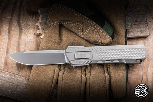 Remette RT-Sharp Leopard OTF Gravity Knife Titanium + Black/Yellow Carbon Fiber 2.76" M390 Drop Point Satin