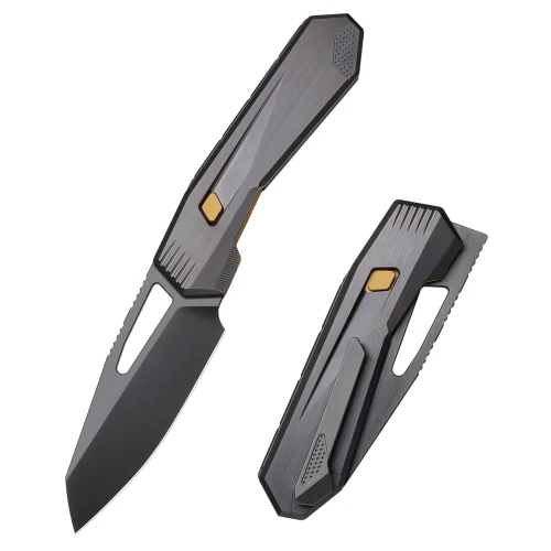 Remette Agile Peregrine Falcon Folding Knife Ceramic Sandblasted Black Titanium 3.23" M390 Reverse Tanto DLC