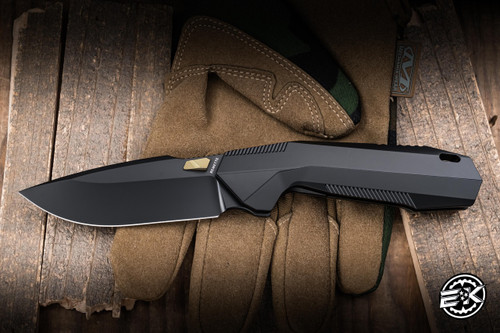 Remette RT-WK1 Folding Knife Black DLC Titanium/Gold Accent 3.46" M390 Drop Point DLC