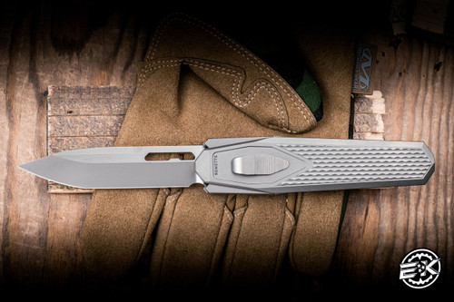 Remette RT-Swordfish OTF Gravity Knife Titanium/Black Carbon Fiber 3.2" M390 Tanto Pearlescent Satin