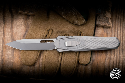 Remette RT-Swordfish OTF Gravity Knife Titanium + Black/Orange Carbon Fiber 3.15" M390 Tanto Pearlescent Satin