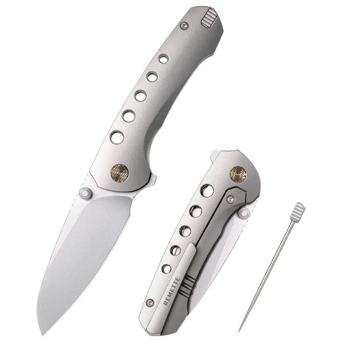 Remette Bee Folding Knife Gray Titanium 2.8" M390 Spearpoint Pearlescent