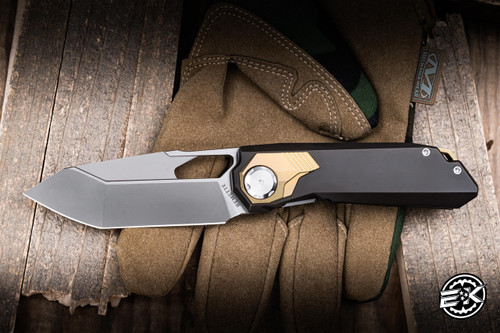 Remette RT-Peregrine Falcon Folding Knife Brown/Gold Titanium 3.15" M390 Tanto Pearlescent