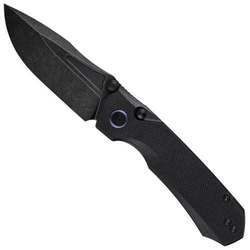 Remette Rhino Folding Knife Black Micarta 3.07" 14C28N Drop Point Black Stonewash