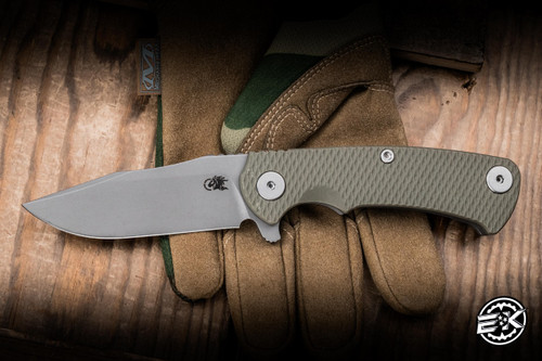 Hinderer Knives Project X Flipper Knife Triway OD Green G10/Working Finish 3.65" S45VN Clip Point