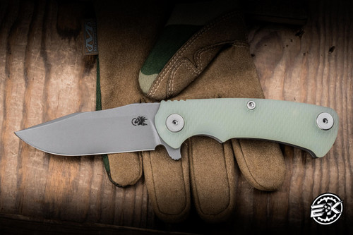 Hinderer Knives Project X Flipper Knife Triway Translucent Green G10/Working Finish 3.65" S45VN Clip Point