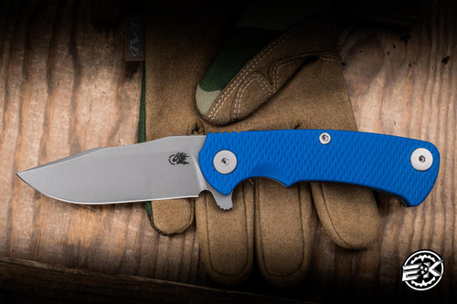 Hinderer Knives Project X Flipper Knife Triway Blue G10/Battle Blue 3.65" S45VN Clip Point