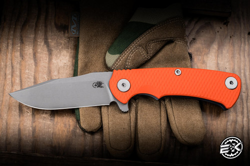 Hinderer Knives Project X Flipper Knife Triway Orange G10/Battle Blue 3.65" S45VN Clip Point