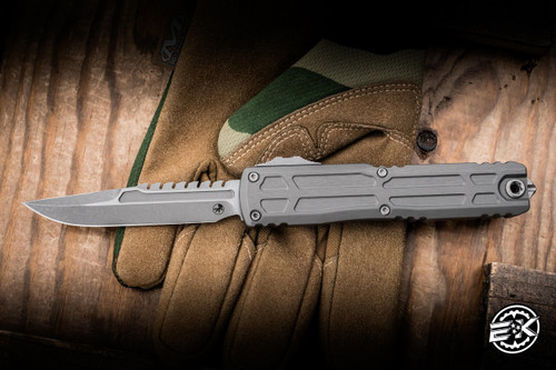Microtech Ultratech EX-ZBP Interceptor Signature Series Automatic OTF Knife Natural Clear Aluminum 3.5" M390MK Apocalyptic 1117EX-10APNCS