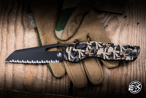 Microtech "MSI" Ram-LOK Manual Folding Knife Tri-Grip Claw Camo Polymer 3.85" M390 Serrated 210T-3PMCWC-Z4