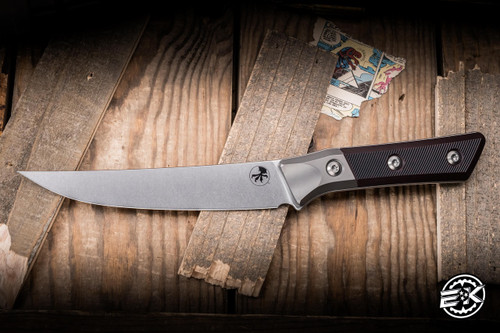 Microtech Boning Kitchen Cutlery Knife Titanium Bolster Black Cherry G10 6.1" M390 Stonewash 3100B-10BC