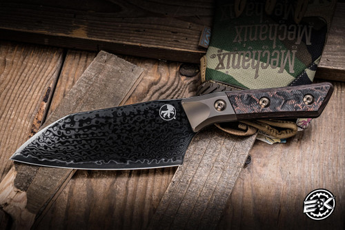 Microtech Prototype Kitchen Cutlery Santoku Knife Livewire Carbon Fiber/Bronzed Bolster 6" M390 DLC San Mai Damascus 3200B-16DLCLWCFPR