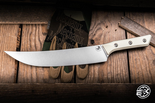Microtech Fixed Blade Butcher Knife Ivory G10 10" M390 Stonewash 3800-10IV