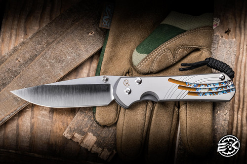 Chris Reeve Knives Large Sebenza 31 Folding Knife Unique Graphic Titanium 3.6" MagnaCut L31-1400-0004-1