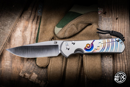 Chris Reeve Knives Large Sebenza 31 Folding Knife Unique Graphic Titanium 3.6" MagnaCut L31-1400-0004-2