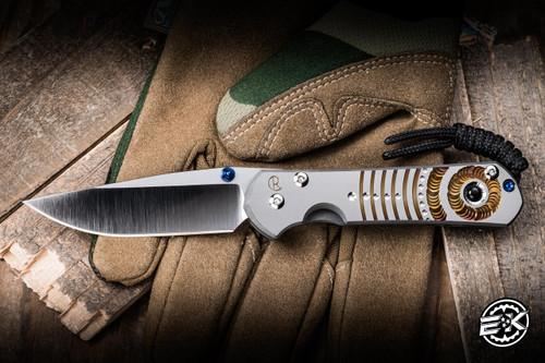 Chris Reeve Knives Small Sebenza 31 Folding Knife Unique Graphic w/ Lolite 3" MagnaCut Drop Point Polished S31-1408-0528-4
