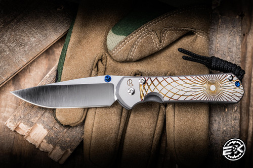 Chris Reeve Knives Small Sebenza 31 Folding Knife Unique Graphic Titanium 3" MagnaCut S31-1400-7