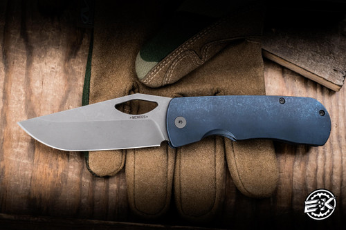 McNees Knives Little Dixon Folding Knife Blue Atomic Stonewash Titanium 3.25" MagnaCut Drop Point