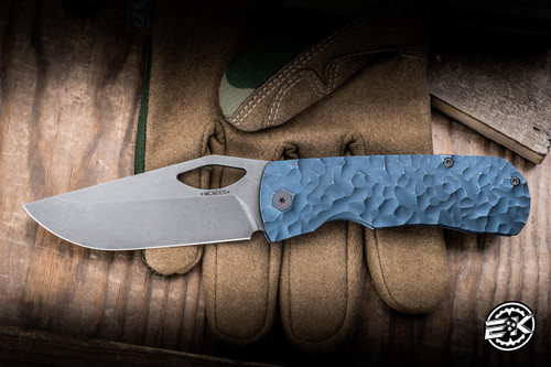 McNees Knives Little Dixon Folding Knife Blue Atomic Stonewash Rock Titanium 3.25" MagnaCut Drop Point