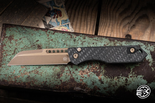 Heretic Knives "Jinn" Automatic Folding Knife Carbon Fiber 3" MagnaCut Wharncliffe Bronze H113-7A-CF