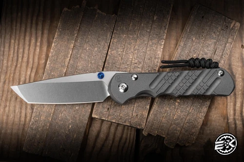Chris Reeve Knives Large Inkosi Cross Hatch Folding Knife Sandblasted Titanium 3.6" MagnaCut Tanto LIN-1156-001