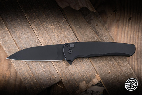 Preowned-ProTech Malibu Manual Flipper Knife Aluminum 3.25" 20CV Reverse Tanto Black DLC