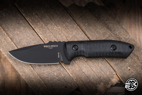 Preowned-Protech Les George SBR Short Bladed Rockeye Fixed Blade Knife G10 2.6" S35VN Drop Point Black DLC