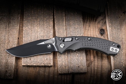 Microtech Amphibian Mini Ram-LOK Folding Knife Natural Clear Frag Aluminum 3.25” M390MK Drop Point 137MRL-1FRNC