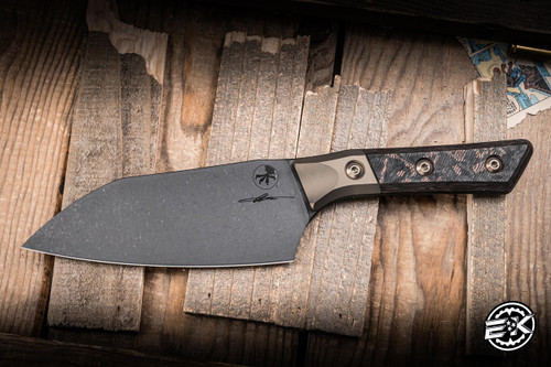 Microtech Kitchen Cutlery Santoku Knife Livewire Carbon Fiber/Bronze Titanium Bolster 6" M390 DLC 3200B-1DLCLWCFS