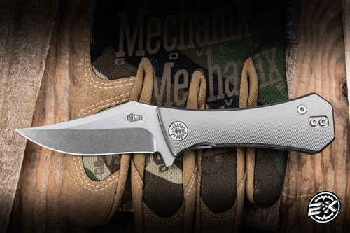 Auxiliary Manufacturing Deadhead Folding Pocket Knife Micro Milled Titanium 2.8" M390 Bowie