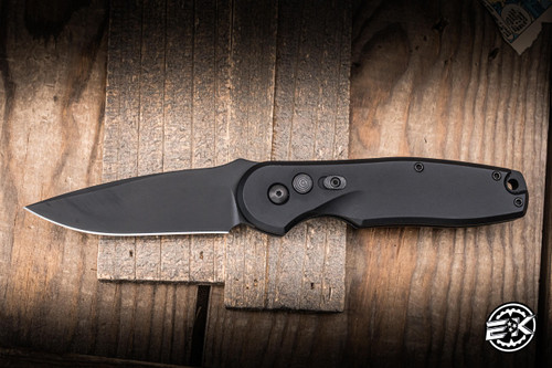 Preowned-Spartan Blades Zelos Automatic Folding Knife Aluminum 3.25" S45VN Drop Point Black