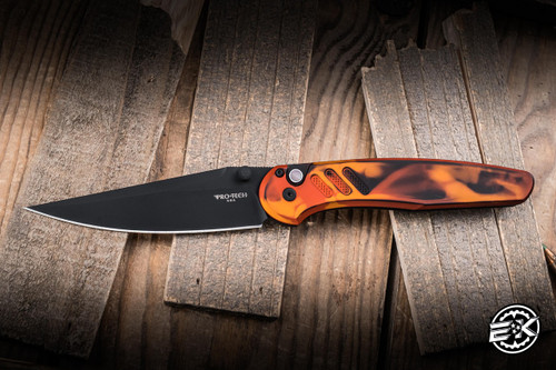 ProTech x Peace Neighbor Custom Avalon Manual Folding Knife "Del Fuego" Anodized Aluminum 4.25" MagnaCut Drop Point Black DLC