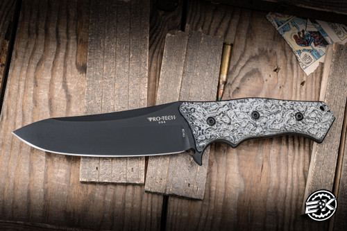 Preowned-Protech Spindrift  Elishewitz Fixed Blade Knife Black/White G10 5.25" 154CM Drop Point Black