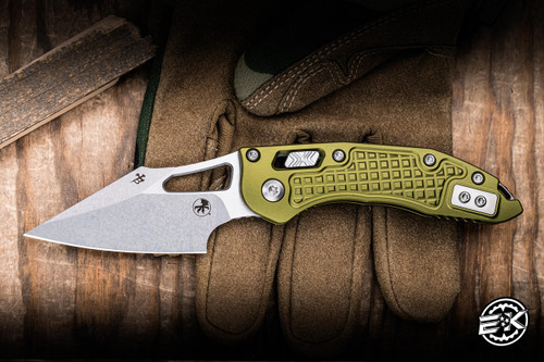 Microtech M-Stitch Ram-LOK Folding Knife OD Green Frag Aluminum 3" M390 Stonewash 169MRL-10FROD