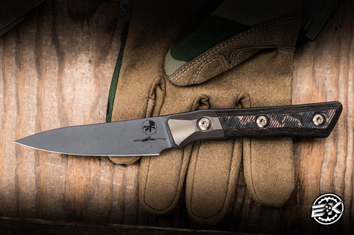 Microtech Paring Kitchen Utility Knife Livewire Carbon Fiber, Titanium Bolster 3.75" M390 DLC 3500B-1DLCLWCFS