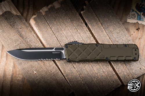 Guardian Tactical Apex OTF Automatic Knife OD Green Aluminum 3.4" MagnaCut Drop Point TT Black Serrated 168212