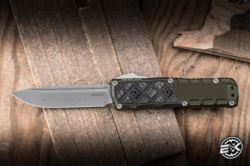 Guardian Tactical Apex Mini Automatic OTF Knife OD Green Aluminum/Black Carbon Fiber Inlay 3.1" MagnaMax Drop Point Stonewash