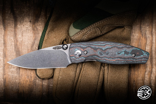 Three Rivers Manufacturing TRM NEUTRON 2 Folding Knife Shipwreck Camo Carbon/Pinstripe  3" MagnaCut Drop Point Stonewash