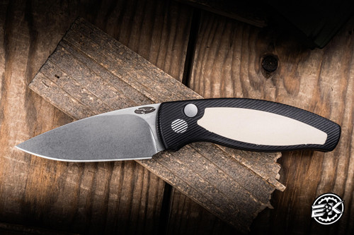 Three Rivers Manufacturing TRM Pit Bull Automatic Folding Knife Aluminum/Ivory Micarta Inlay 3" MagnaCut Drop Point Stonewash