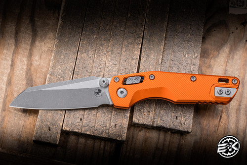 Microtech MSI Mini Ram-Lok Folding Knife Orange Fluted Aluminum 3.25" M390 Apocalyptic 210M-10APFLOR