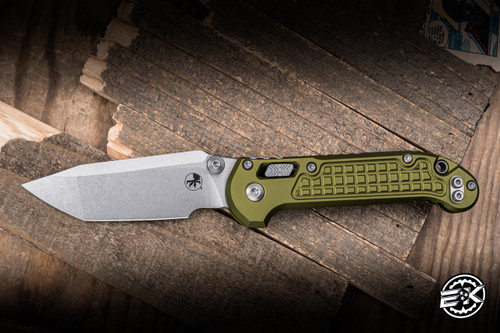 Microtech LUDT Ram-LOK Folding Knife OD Green Frag Aluminum 3.4" M390 Tanto Stonewash 1136RL-10FROD