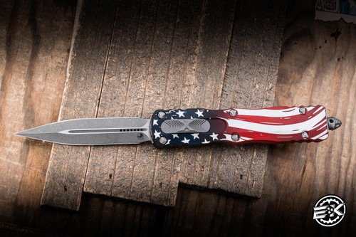 Microtech Dirac OTF Automatic Knife 250th/July 4th Aluminum 3" Dagger Apocalyptic 225-10APS-4J250