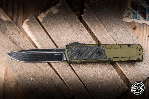 Guardian Tactical Apex OTF Knife OD Green Aluminum, Carbon Fiber Inlay  3.4" MagnaMax Drop Point Dark Stonewash