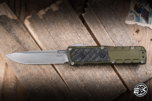 Guardian Tactical Apex OTF Knife OD Green Aluminum, Carbon Fiber Inlay 3.4" MagnaMax Drop Point Gunmetal