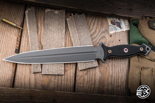 RMJ Tactical Nightshade Fixed Blade Dagger Black G10 9.63" 3V Tungsten Gray