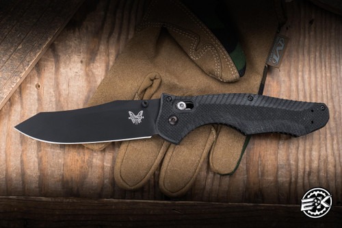 Preowned-Benchmade Osborne Contego AXIS Lock Knife Black G10 3.98" M4 Drop Point Black