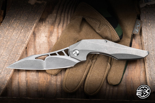 Preowned-Brous Blades Raven Flipper Knife Titanium 3.88" D2 Wharncliffe